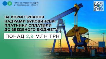 За користування надрами буковинські платники сплатили до зведеного бюджету   понад 2,9 млн грн