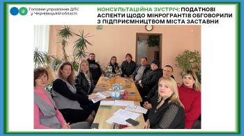 Консультаційна зустріч: податкові аспекти щодо мікрогрантів обговорили з підприємництвом міста Заставни