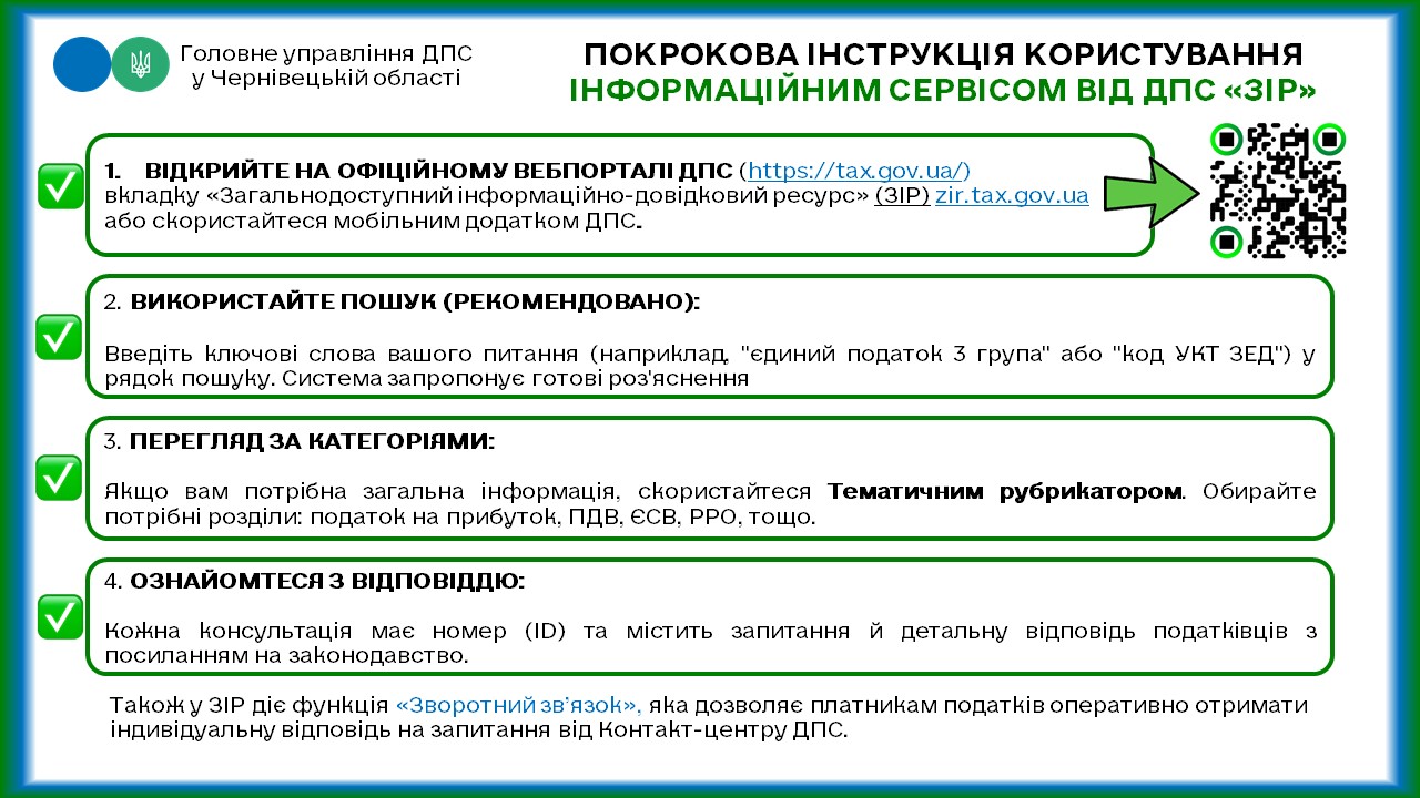 Покрокова інструкція користування інформаційним сервісом від ДПС "ЗІР"