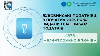 Буковинські податківці з початку 2026 року видали платникам податків 4878 «електронних ключів»