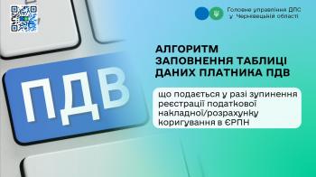 Алгоритм заповнення таблиці даних платника ПДВ, що подається у разі зупинення реєстрації податкової накладної/розрахунку коригування в ЄРПН