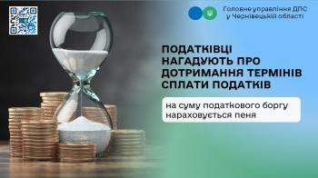 Податківці нагадують про дотримання термінів сплати податків  - на суму податкового боргу нараховується пеня