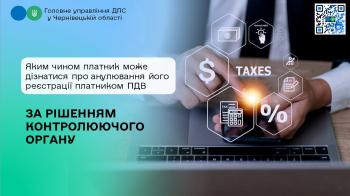 Анулювання реєстрації платником ПДВ за рішенням контролюючого органу