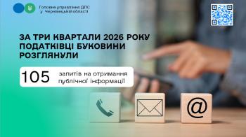 За три квартали 2026 року податківці Буковини розглянули 105 запитів на отримання публічної інформації